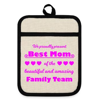 Meilleure équipe de maman – Family Joy Pink - Maniques avec dos en caoutchouc - lin/noir  - Devant