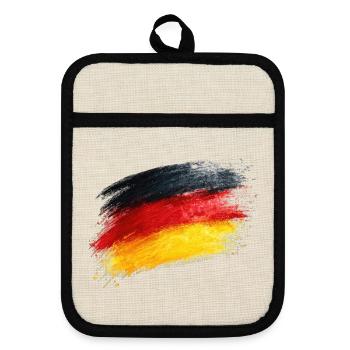 Titre du drapeau allemand en coups de pinceau - Maniques avec dos en caoutchouc - lin/noir  - Devant