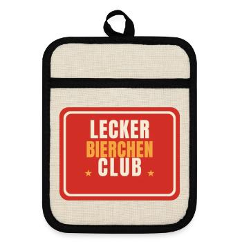 Lecker Bierchen Club Bier Team lustiger Spruch - Topflappen mit Gummirückseite - Leinen/Schwarz  - Vorne