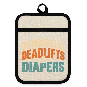 Dumbbells Diapers Laugh Tee - Topflappen mit Gummirückseite - Leinen/Schwarz  - Vorne