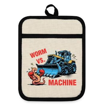 Worm vs Machine Robak Kontra Maszyna - Topflappen mit Gummirückseite - Leinen/Schwarz  - Vorne