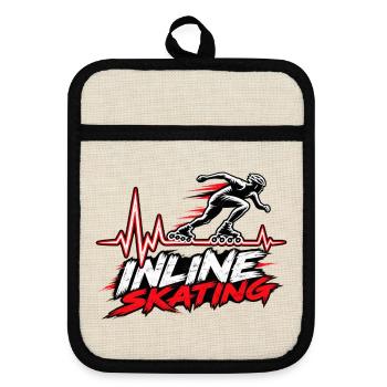Inline Skating Herzschlag – Skating - Topflappen mit Gummirückseite - Leinen/Schwarz  - Vorne