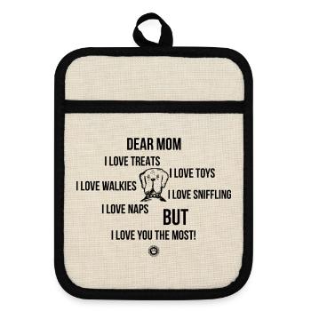 Dear Dog Mom Hundebesitzer Geschenk - Topflappen mit Gummirückseite - Leinen/Schwarz  - Vorne