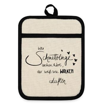 Schmetterlinge - Topflappen mit Gummirückseite - Leinen/Schwarz  - Vorne