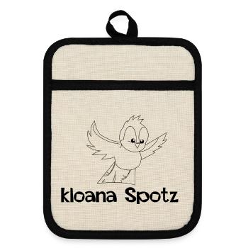 kloana Spotz-kleiner Spatz,Austrian dialect - Pot holders with rubber back - linen/black  - Front