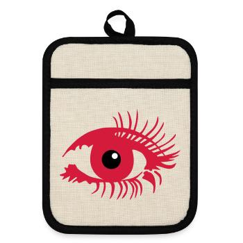 Eye make-up - Pot holders with rubber back - linen/black  - Front