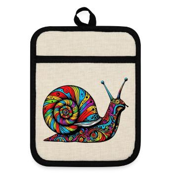 Schnecke - Topflappen mit Gummirückseite - Leinen/Schwarz  - Vorne