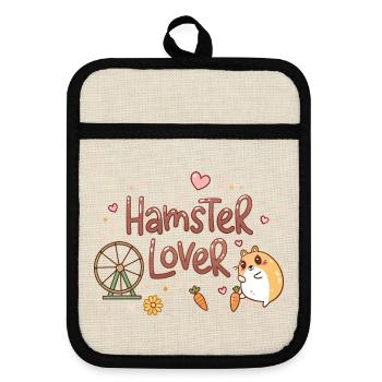 Hamster in Love Cute Moment - Pot holders with rubber back - linen/black  - Front