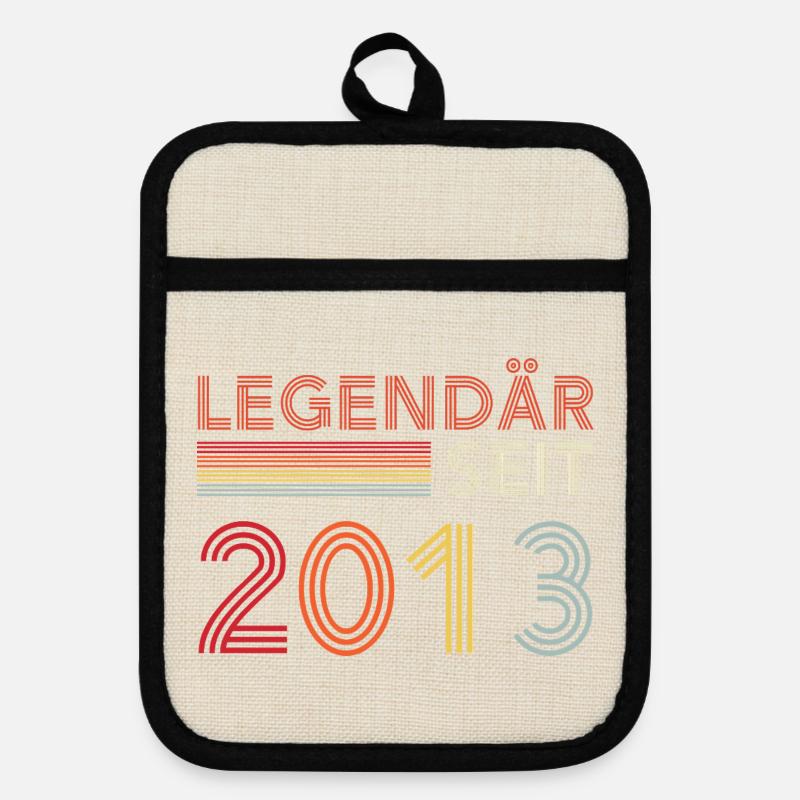 Legendary Since 2013 Man Birthday - Pot holders with rubber back - linen/black 