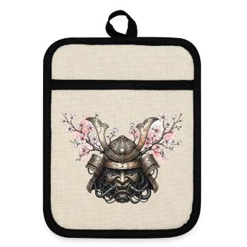 Kabuto-Mechaniker mit Sakura - Topflappen mit Gummirückseite - Leinen/Schwarz  - Vorne