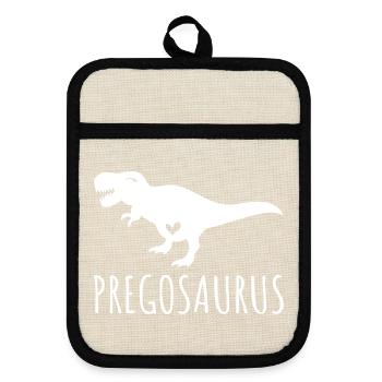 Pregosaurus Schwangerschaft Dino Werdende Mama - Topflappen mit Gummirückseite - Leinen/Schwarz  - Vorne