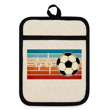 Fußball Herzschlag Herzschlag Herzschlag - Topflappen mit Gummirückseite - Leinen/Schwarz  - Vorne