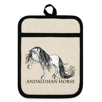 Süßer Andalusier - Topflappen mit Gummirückseite - Leinen/Schwarz  - Vorne