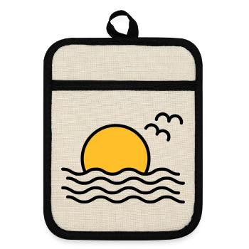 Coucher de soleil - Maniques avec dos en caoutchouc - lin/noir  - Devant