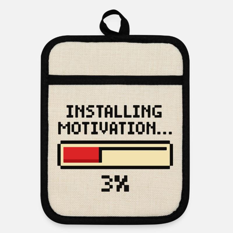 Installing Motivation Progress - Pot holders with rubber back - linen/black 