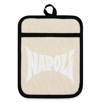 Napoli Typography Design - Pot holders with rubber back - linen/black  - Front