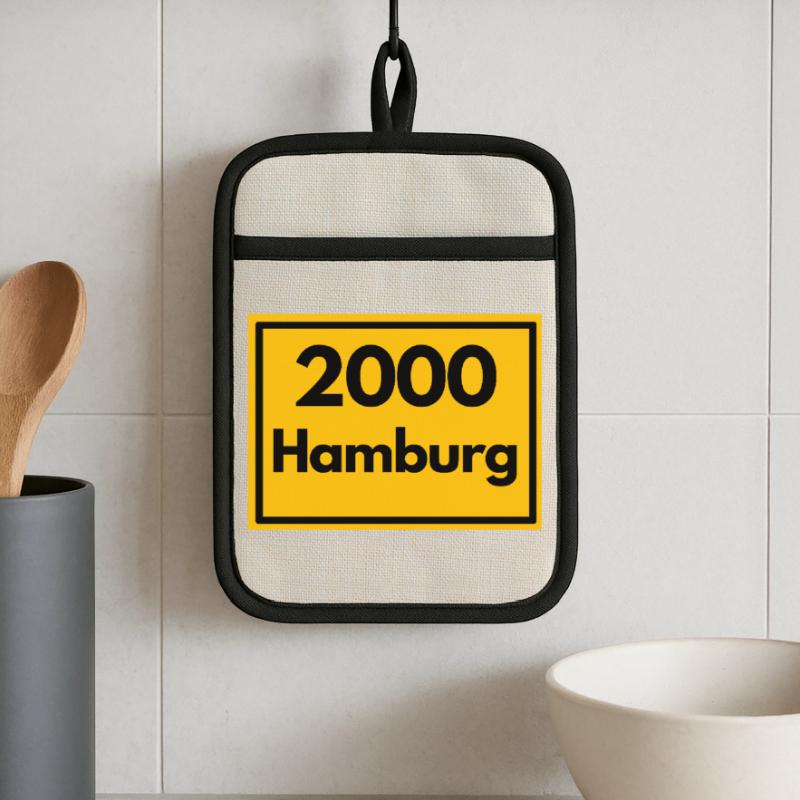 OLD POSTCODE POSTCODE RETRO 2000 HAMBURG - HAFEN Pot holders with rubber back