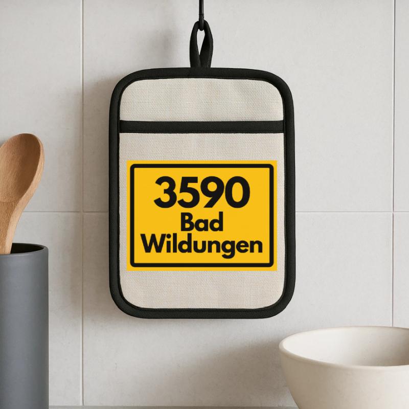 OLD POSTCODE POSTCODE RETRO 3590 BAD WILDUNGEN Pot holders with rubber back