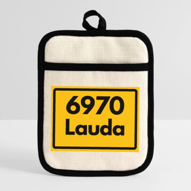 OLD POSTCODE ZIP CODE RETRO 6970 LAUDA HEIMATSTOLZ Pot holders with rubber back