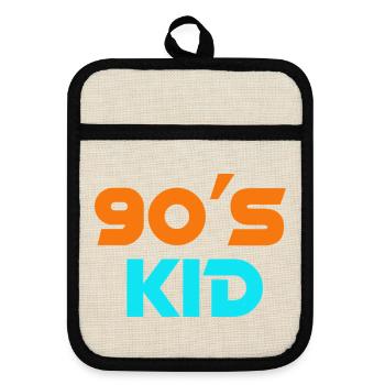90er-Jahre-Kindernostalgie - Topflappen mit Gummirückseite - Leinen/Schwarz  - Vorne