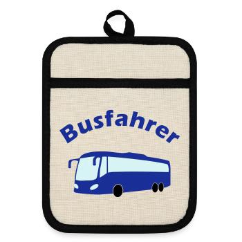 Busfahrer Design - Topflappen mit Gummirückseite - Leinen/Schwarz  - Vorne