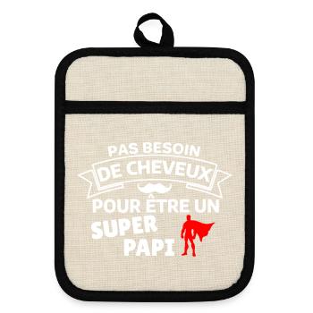 Humour capillaire super héros paternité - Maniques avec dos en caoutchouc - lin/noir  - Devant