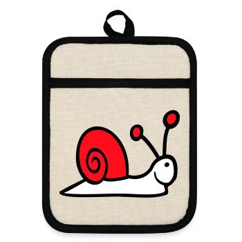 Schnecke Schneckenhaus niedlich süß glücklich Cool - Topflappen mit Gummirückseite - Leinen/Schwarz  - Vorne