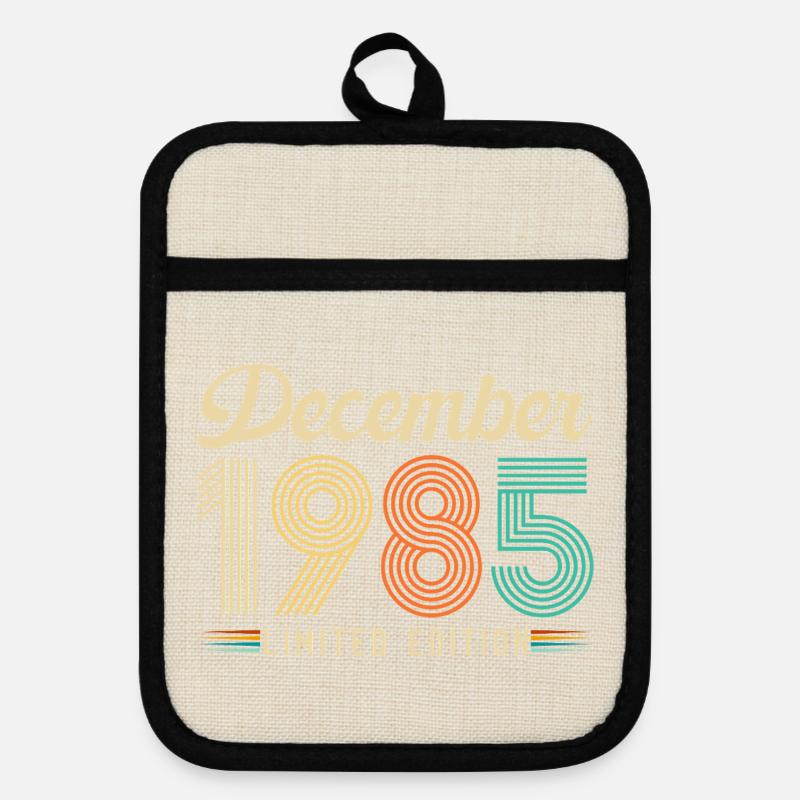 40 Year Anniversary Gift Born December 1985 - Pot holders with rubber back - linen/black