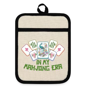 Mahjong Spiel Social Club Mahjong Ära - Topflappen mit Gummirückseite - Leinen/Schwarz  - Vorne