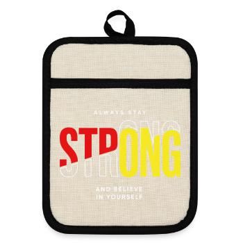 Stay Strong Typo mit Selbstvertrauen - Topflappen mit Gummirückseite - Leinen/Schwarz  - Vorne