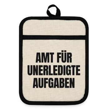 Amt für unerledigte Aufgaben hell - Bürokratie - Topflappen mit Gummirückseite - Leinen/Schwarz  - Vorne