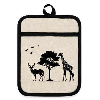 Afrika Safaritour Tiere Africa Urlaub Natur - Topflappen mit Gummirückseite - Leinen/Schwarz  - Vorne