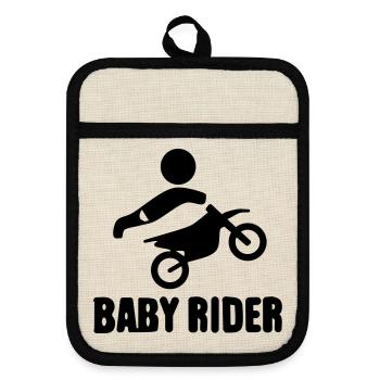 Baby Rider  - Topflappen mit Gummirückseite - Leinen/Schwarz  - Vorne