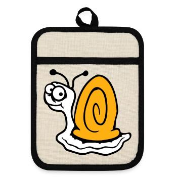 Snail anxious unsure looking back cute - Pot holders with rubber back - linen/black  - Front