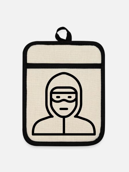 Hacker - Topflappen mit Gummirückseite - Leinen/Schwarz