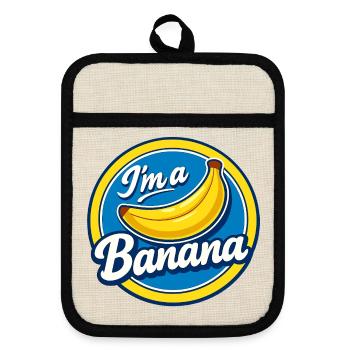 Banana Costume Carnival Fruit Stickers Yellow Funny - Pot holders with rubber back - linen/black  - Front