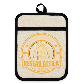 Membre du réseau Attila - humour film culte - Maniques avec dos en caoutchouc - lin/noir  - Devant