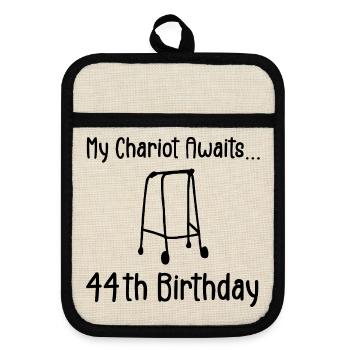 44th Birthday Party Funny 44 Years Old Birthday - Maniques avec dos en caoutchouc - lin/noir  - Devant