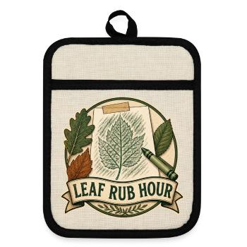 LEAF RUB HOUR - Pot holders with rubber back - linen/black  - Front