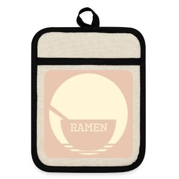Ramen Suppe - Topflappen mit Gummirückseite - Leinen/Schwarz  - Vorne