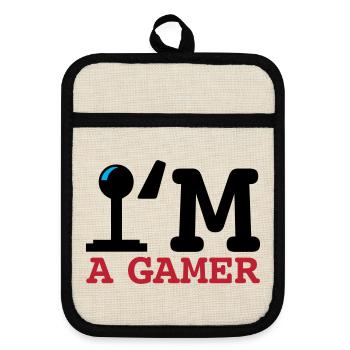 A Gamer Bold Typography - Pot holders with rubber back - linen/black  - Front