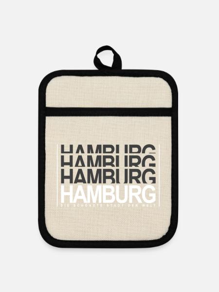 Hamburg - Topflappen mit Gummirückseite - Leinen/Schwarz 