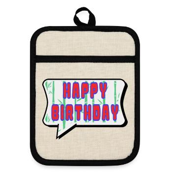 HAPPY BIRTHDAY. HAPPY BIRTHDAY. ANNIVERSARY. - Pot holders with rubber back - linen/black  - Front