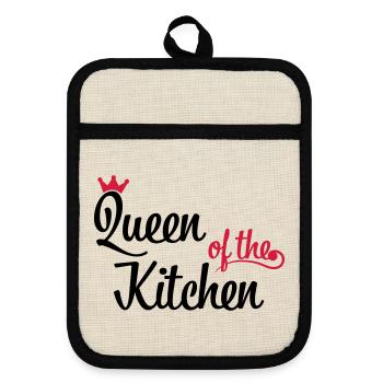 Funny Christmas Gifts for Women Who Cook - Pot holders with rubber back - linen/black  - Front