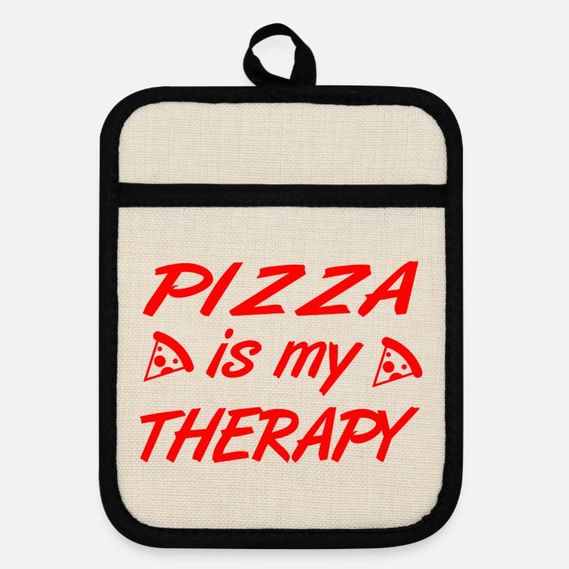 Pizza - Pot holders with rubber back - linen/black 
