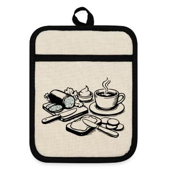 meal - Pot holders with rubber back - linen/black  - Front