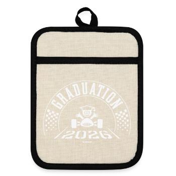 Graduation 2026 - School Is Out - Finish Line - W - Pot holders with rubber back - linen/black  - Front