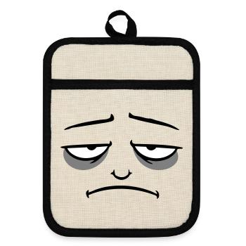 Grumpy sad disappointed face funny - Pot holders with rubber back - linen/black  - Front