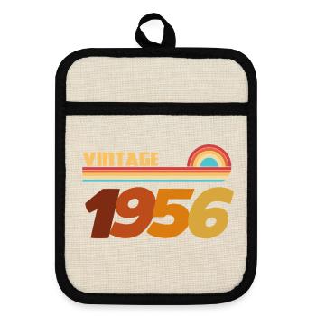 70 Years 1956 Rock Style T-Shirt - Pot holders with rubber back - linen/black  - Front