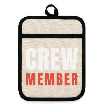 Crew Member Red Accent Two-Tone Team Staff Event - Pot holders with rubber back - linen/black  - Front